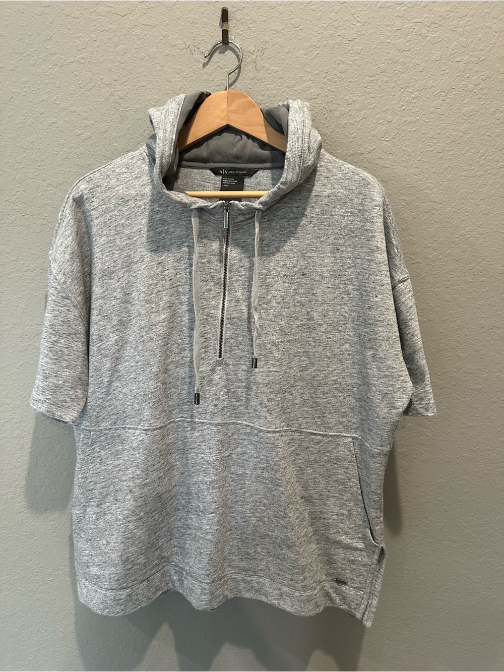 Armani Echange AX  1/4 zip shirt sleeve hoodie men’s Sz L EUC